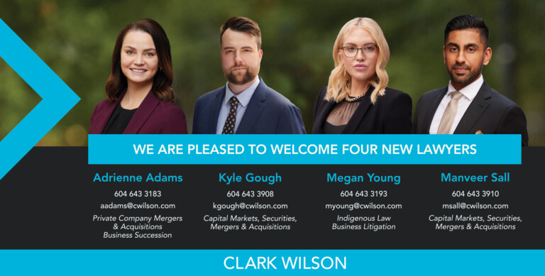 Photos of Clark Wilson's new lawyers; Adrienne Adams, Kyle Gough, Megan Young and Manveer Sall