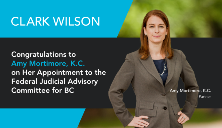 Clark Wilson Estates & Trusts partner Amy Mortimore, K.C. Appointed to the Federal Judicial Advisory Committee for BC