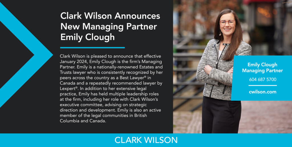 Clark Wilson announces new Managing Partner Emily Clough